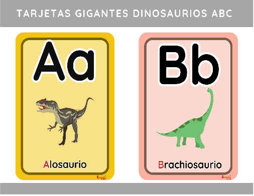 Tarjetas Dinosaurios ABC 