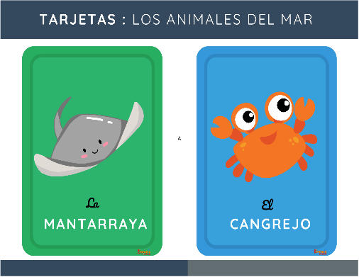 Tarjetas de los Animales del Mar