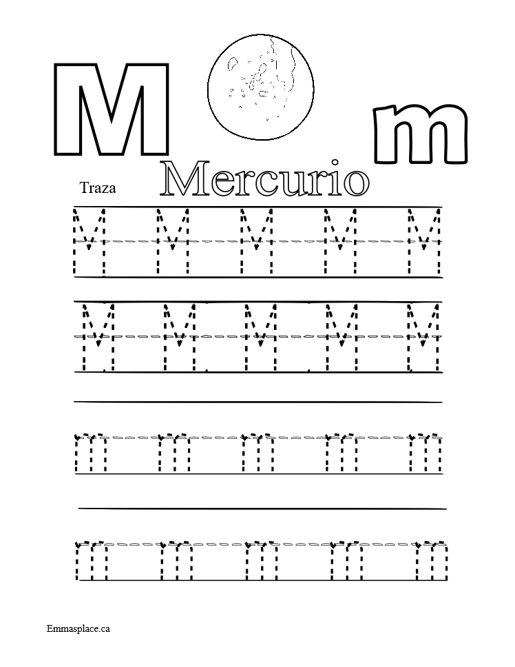 Escribe la letra M por Mercurio