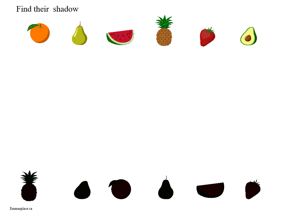 Find the shadow. Fruits